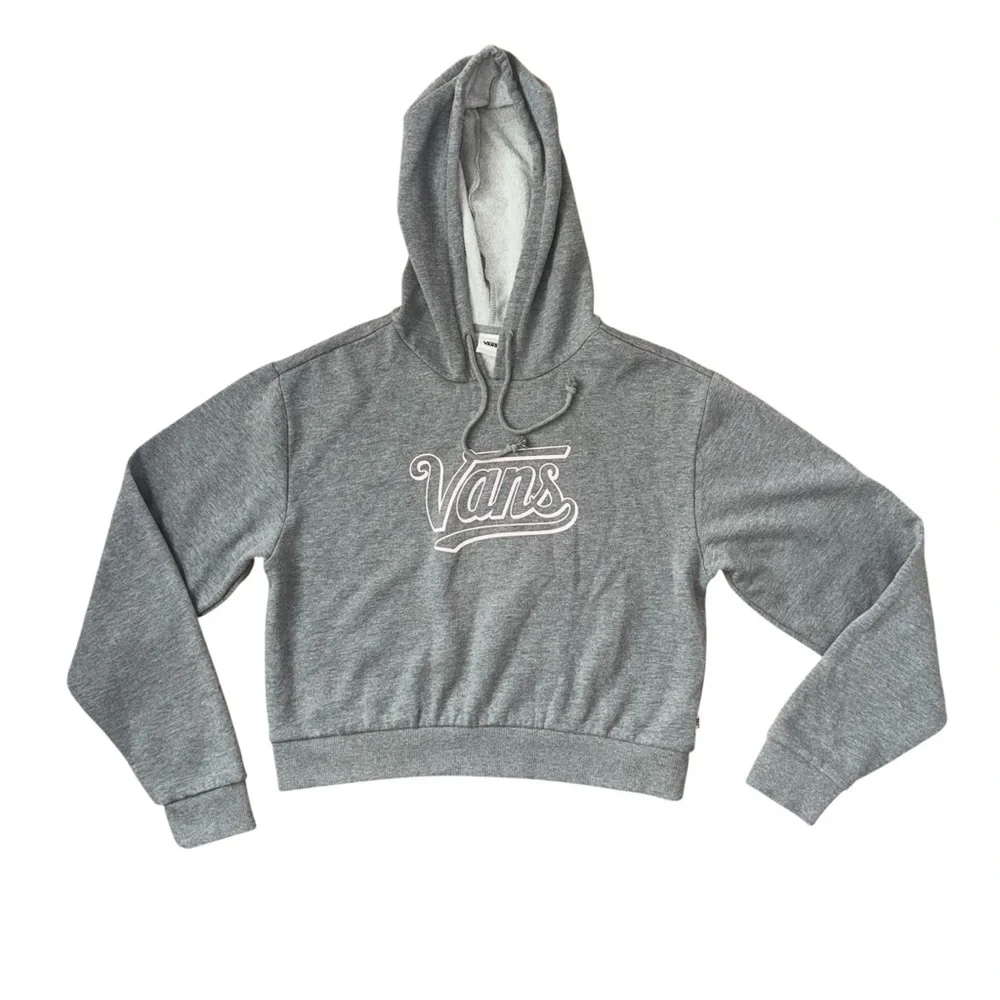 Vans Gray Cropped Hoodie Sweatshirt Women’s Size M‎